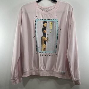 FRIENDS TV Show Pink Graphic Sweatshirt | Door Scene | Women's Large (12–14)